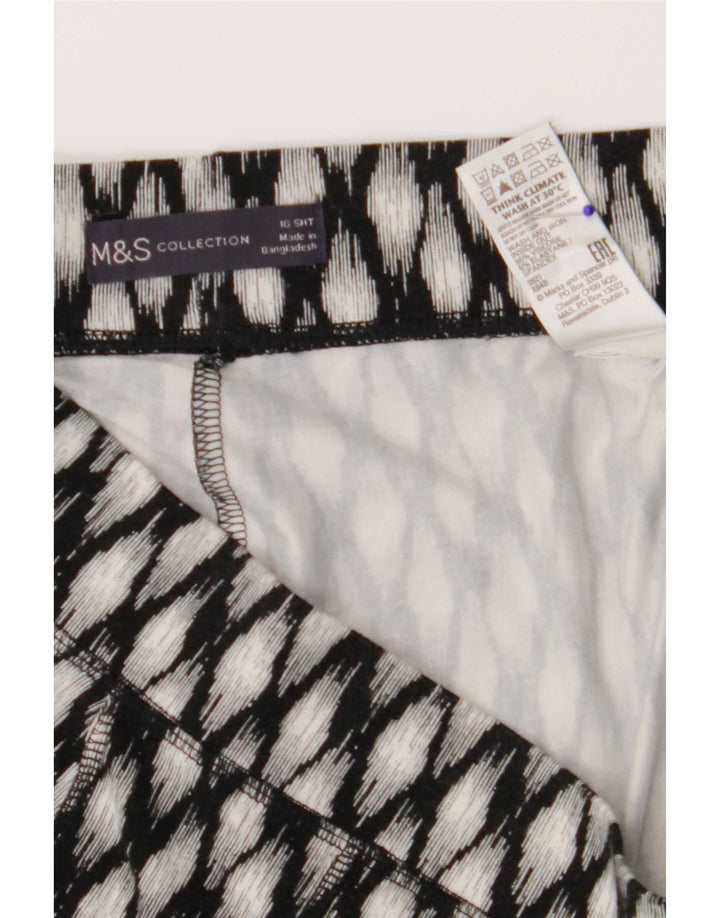 Marks & Spencer Womens Crop Leggings UK 16 Large Black Geometric Viscose
