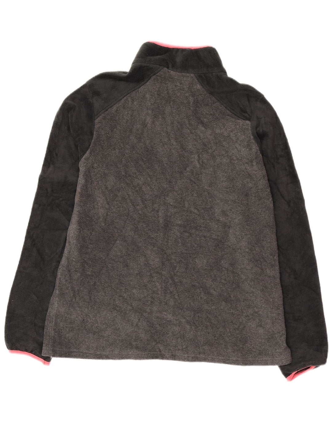 Columbia Womens Button Neck Fleece Jumper UK 14 Medium Grey Colourblock