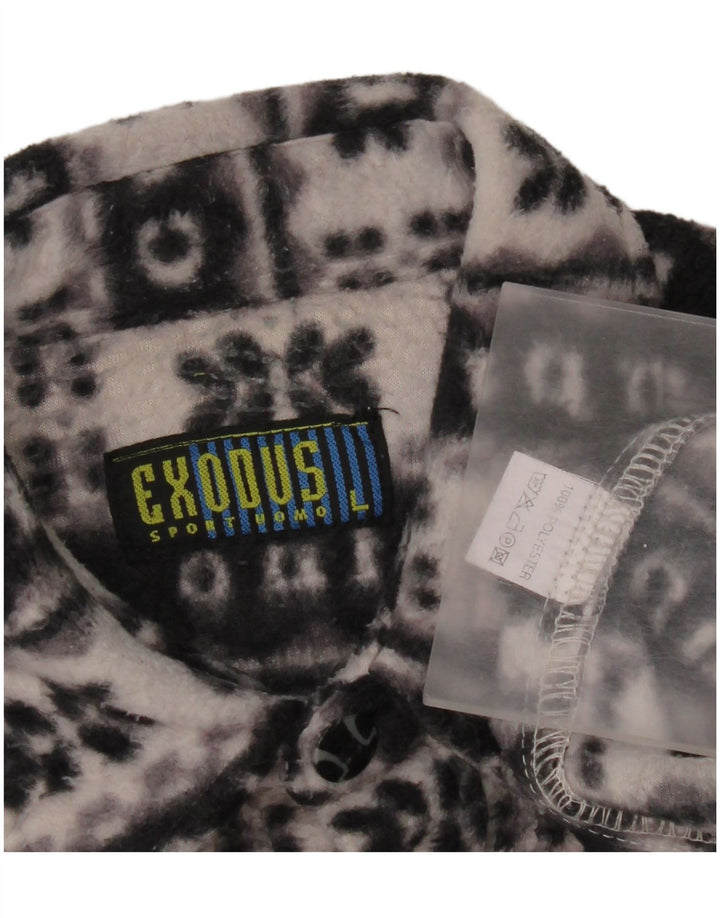 Vintage fleeceskjorte til mænd Large Black Fair Isle Polyester