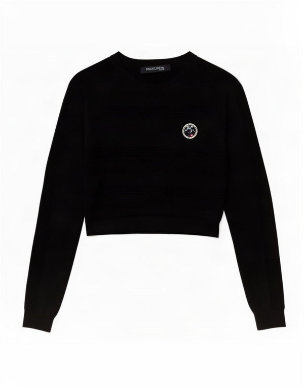 Guess By Marciano Womens Crop Boat Neck Jumper Sweater US 2 XS Sort