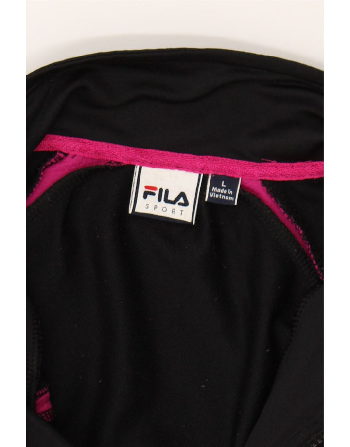 FILA Womens Tracksuit Top Jacket UK 16 Large Black Colourblock Polyester Vintage Fila and Second-Hand Fila from Messina Hembry 