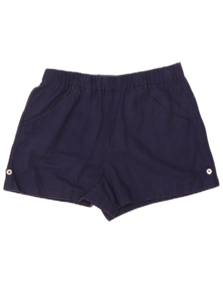 Benetton Dame Casual Shorts Medium W30 Navy Blue Linen
