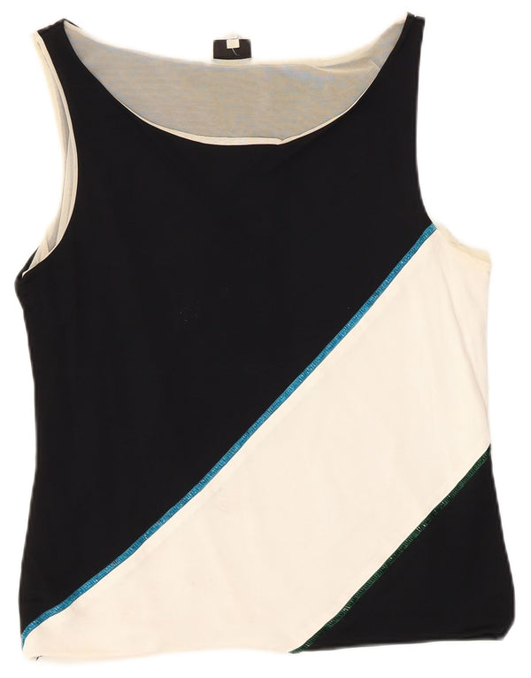 Gianfranco Ferre Damevest Top UK 20 2XL Sort Colourblock Designer