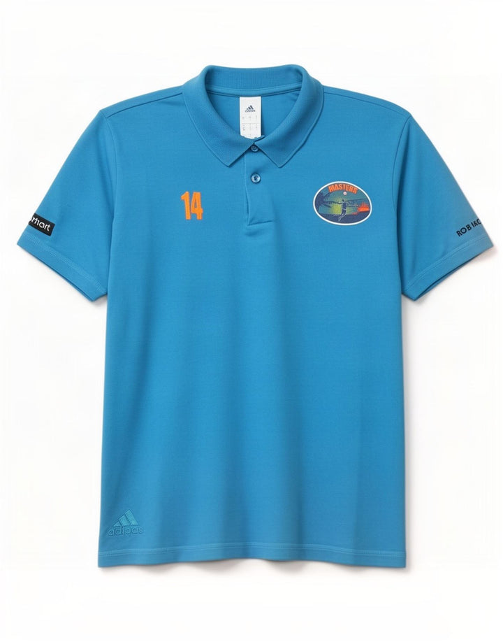 Adidas grafisk poloshirt til mænd, stor blå bomuld