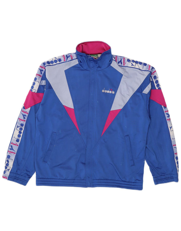 Diadora Herre grafisk træningsdragt Topjakke UK 40 Medium Blue Colourblock