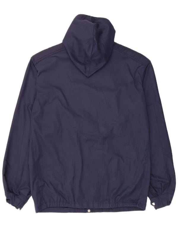 Vintage Herre Hooded Utility Jacket IT 54 2XL Navy Blue