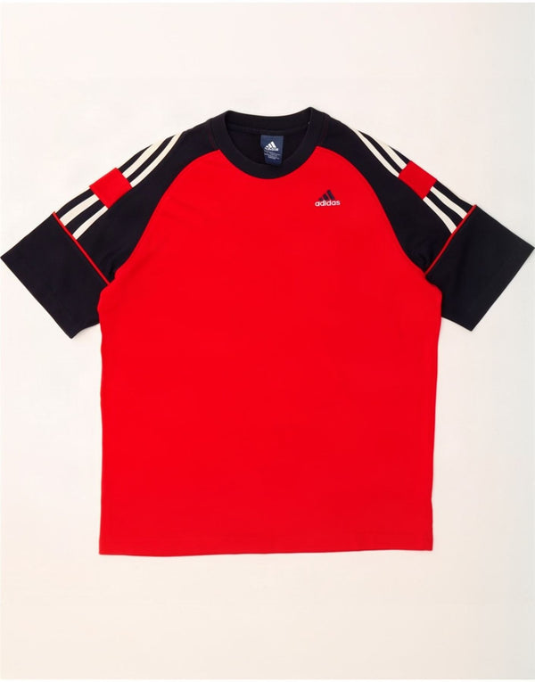 Adidas Herre T-Shirt Top UK 40/42 Medium Rød Colourblock Bomuld