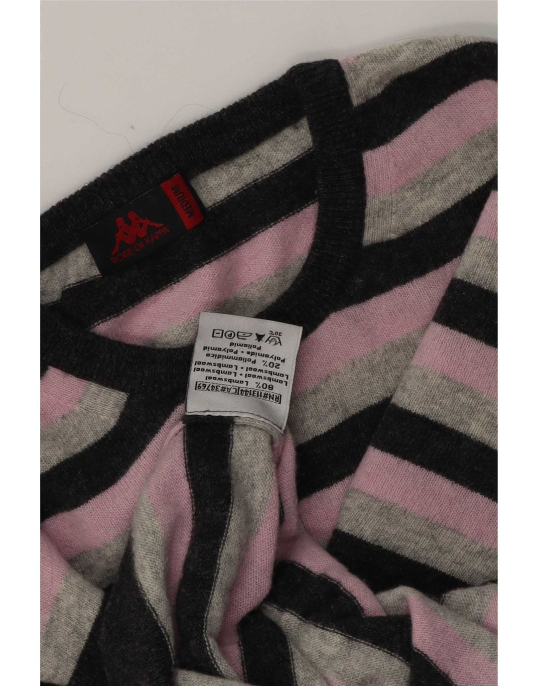 Kappa Herre trøjetrøje med rund hals Medium Pink Stribet lammeuld