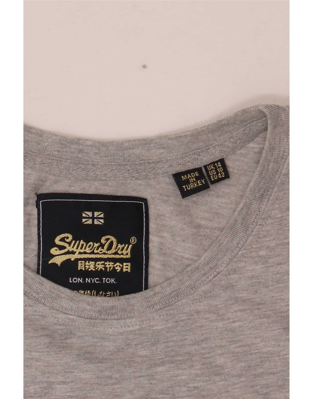 Superdry Grafisk T-shirttop til kvinder UK 14 Stor Grå