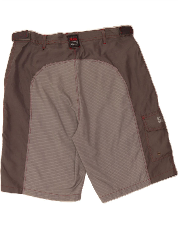 SLAM Mens Cargo Shorts Large W38 Grey Pinstripe Polyester Vintage Slam and Second-Hand Slam from Messina Hembry 