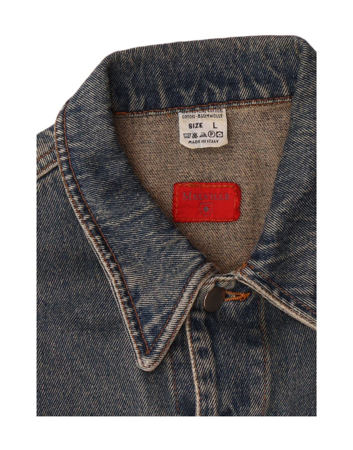 MELVILLE Womens Denim Jacket UK 14 Large Blue Cotton Vintage Melville and Second-Hand Melville from Messina Hembry 