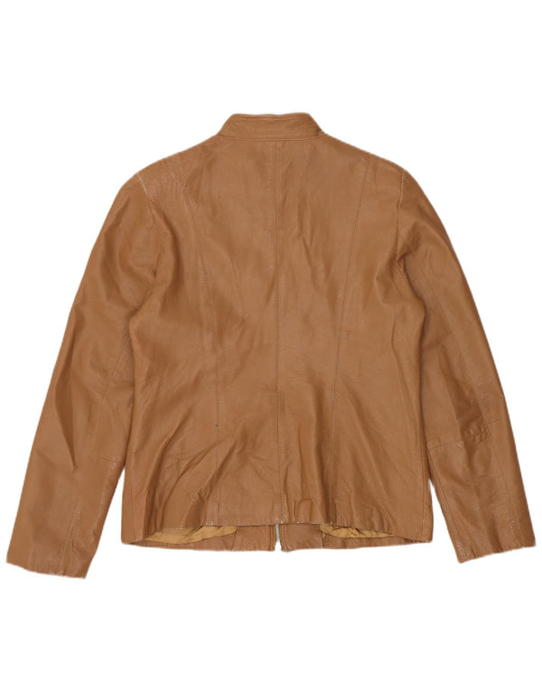 Vintage Womens Leather Jacket IT 48 XL Beige Leather