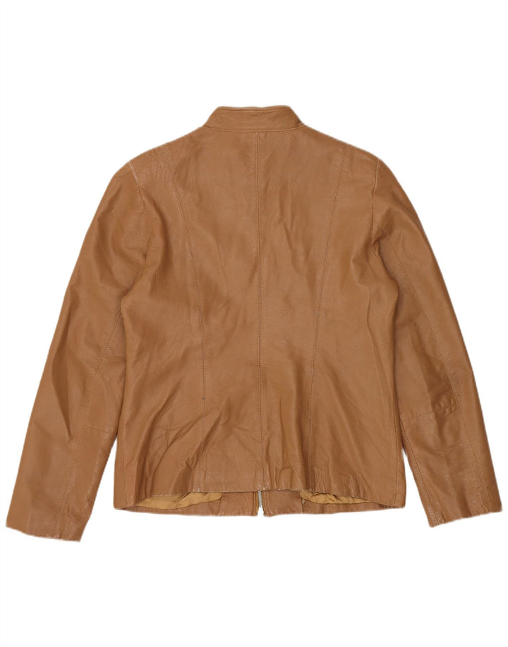 Vintage læderjakke til kvinder IT 48 XL beige læder