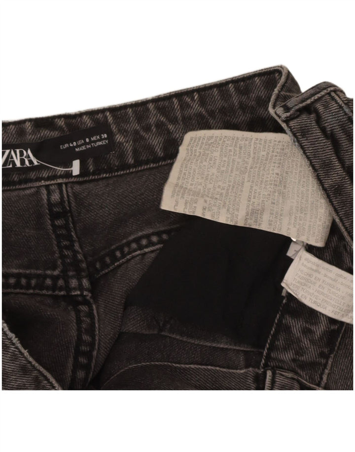 Zara Dameballon Højtaljede Cropped Jeans EU 40 Medium W30 L26 Grå