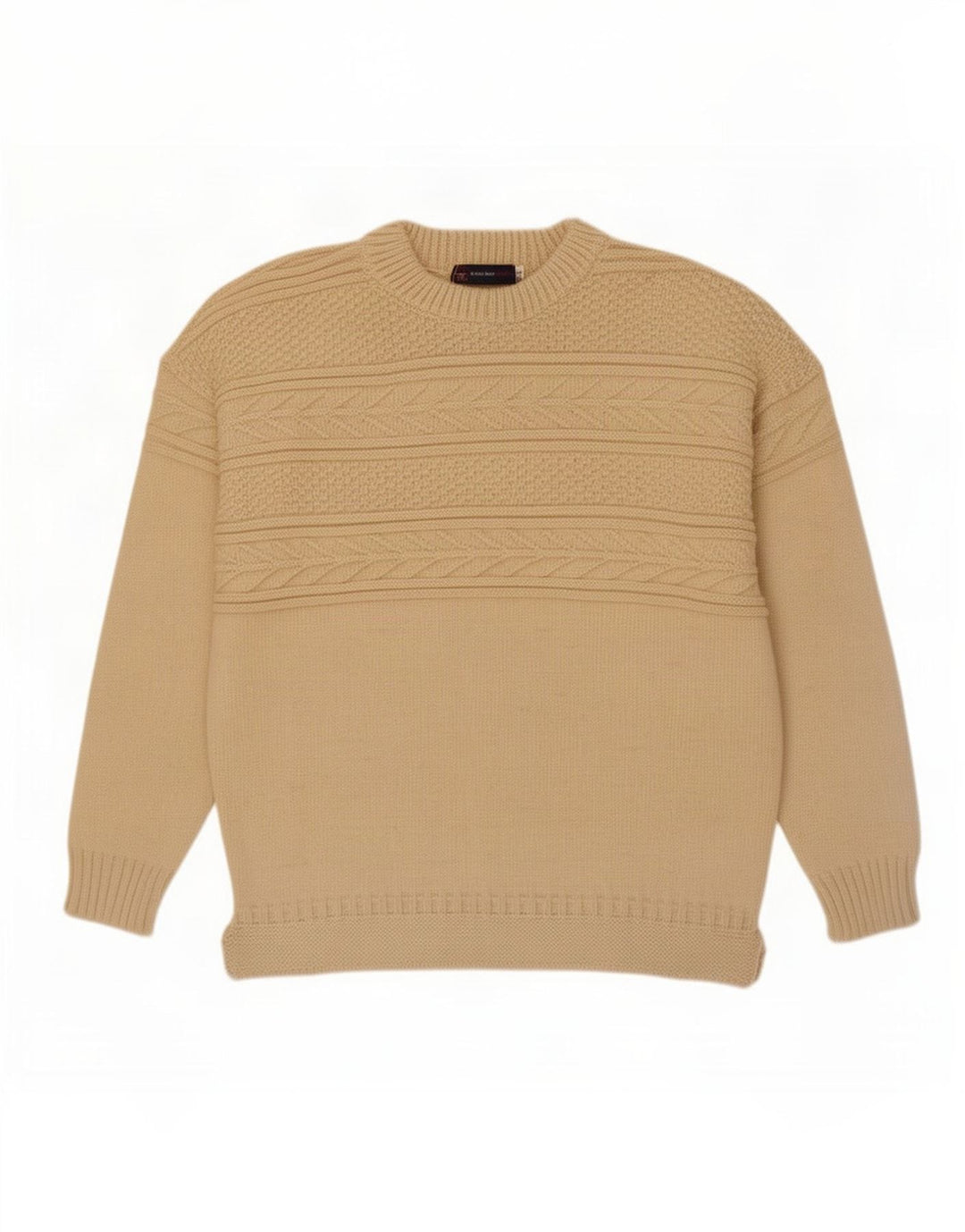 Vintage Herre Boat Neck Jumper Sweater XL Off White Uld