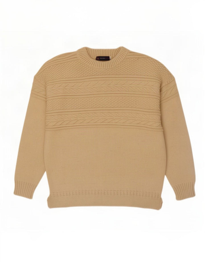 Vintage Herre Boat Neck Jumper Sweater XL Off White Uld