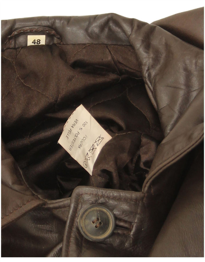 Vintage Herre Loose Fit Læderjakke IT 48 Medium Brun Læder