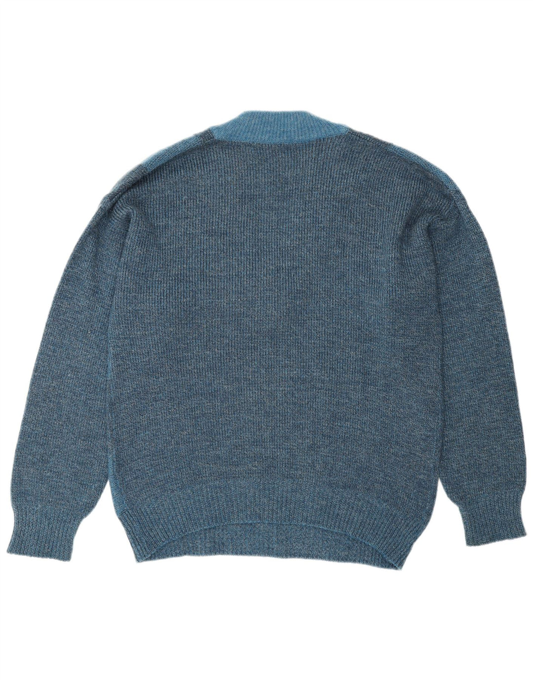 VINTAGE Herre V-hals sweater IT 50 Medium Blue Geometric Polyacrylic