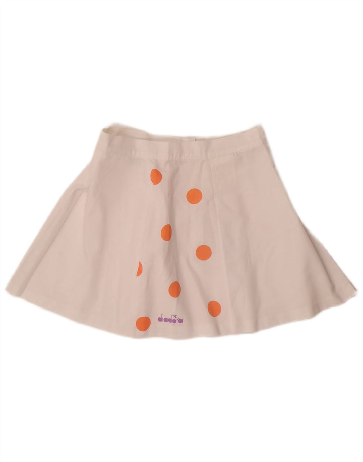Diadora Dame Mini-nederdel UK 12 Medium W26 White Polka Dot Polyester