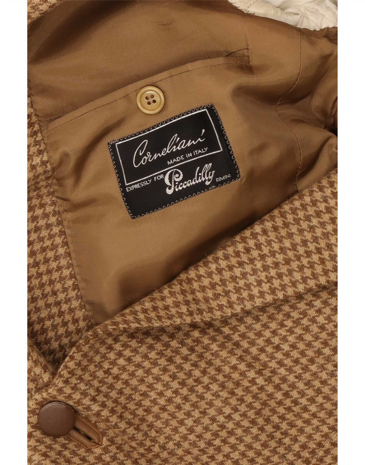 Corneliani Herre 2-knaps blazerjakke UK 40 Large Brown Houndstooth Uld