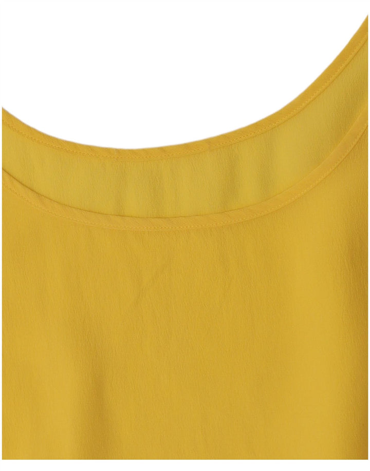 Vintage Dame Ærmeløs Bluse Top UK 12 Medium Gul