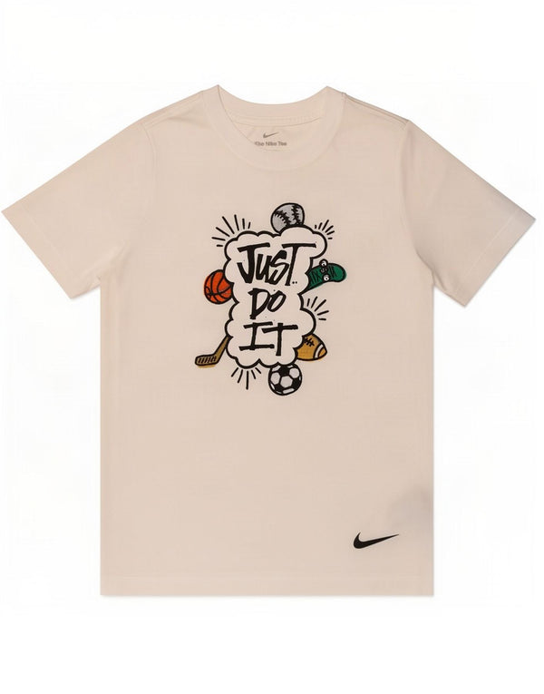 Nike drenge Dri Fit grafisk T-shirt top 12-13 år stor hvid polyester