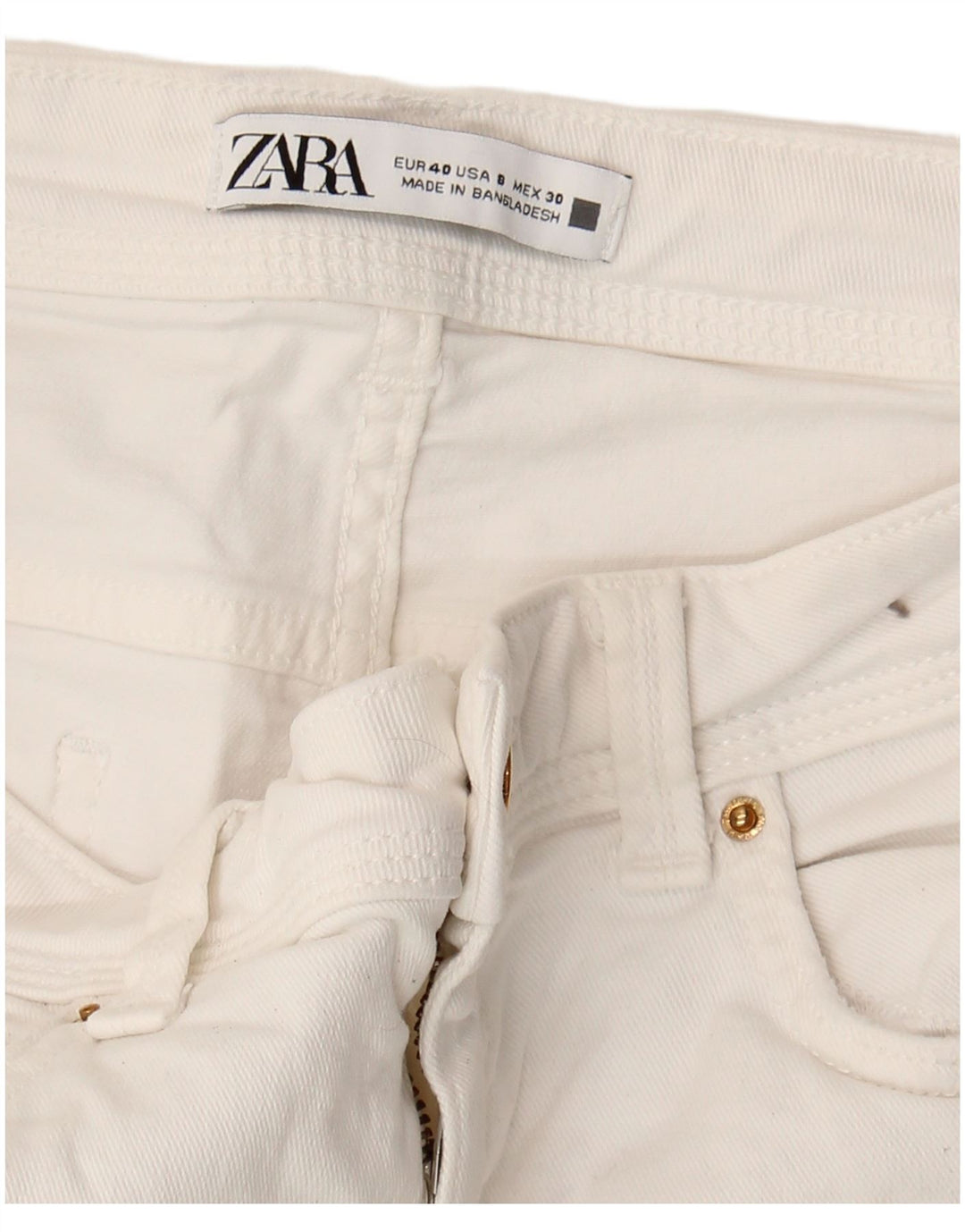 Zara Dame Crop Skinny Jeans EU 40 Medium W30 L26 Hvid