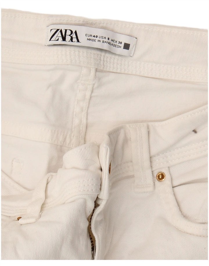 Zara Dame Crop Skinny Jeans EU 40 Medium W30 L26 Hvid