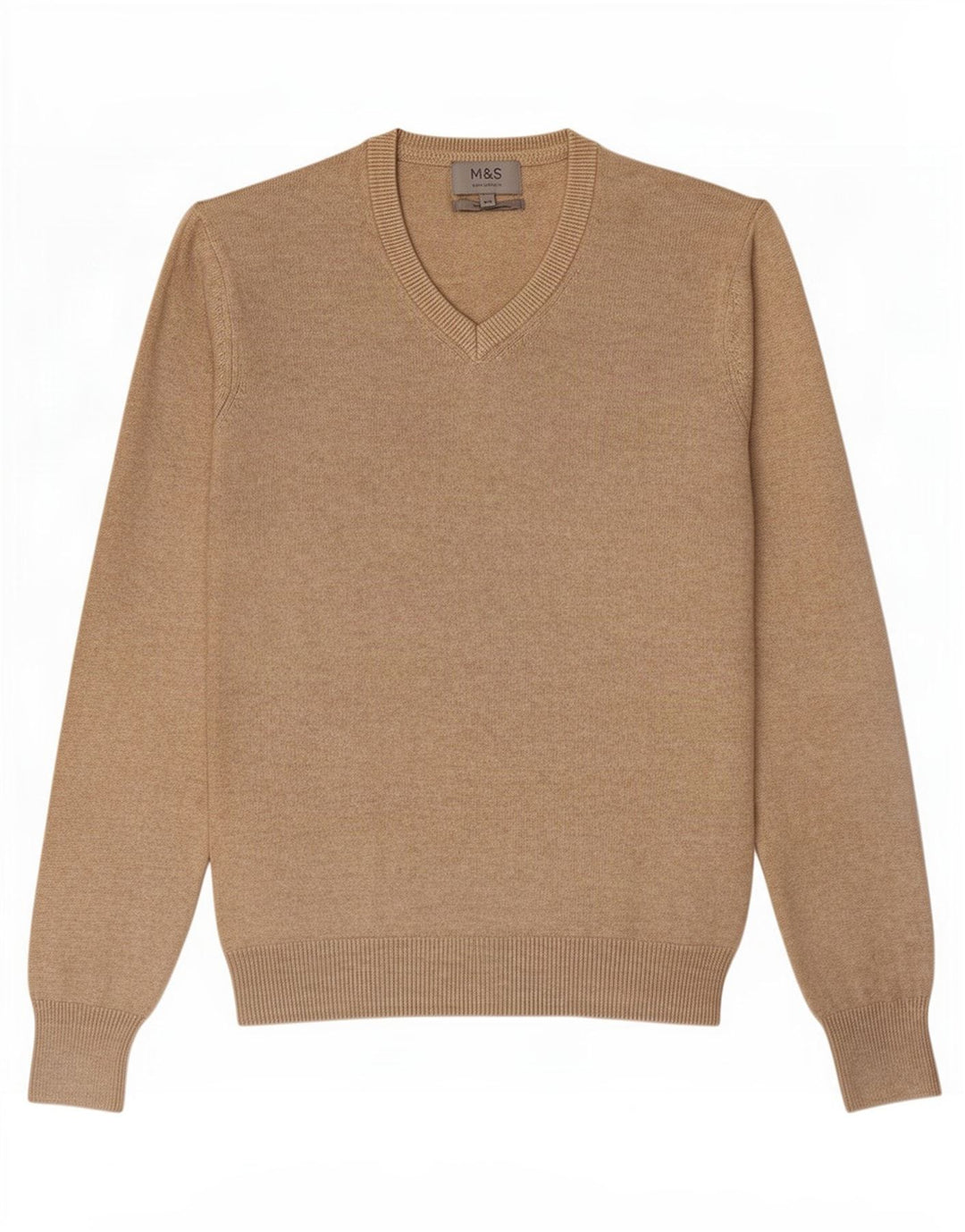 Marks & Spencer Herre V-hals sweater XS Beige Bomuld