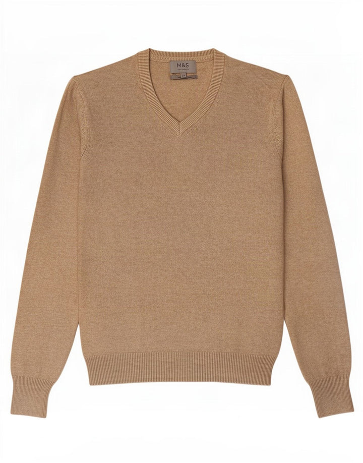 Marks & Spencer Herre V-hals sweater XS Beige Bomuld