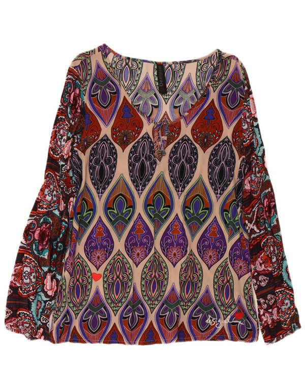 DESIGUAL Dame Langærmet Bluse Top UK 18 XL Flerfarvet Paisley