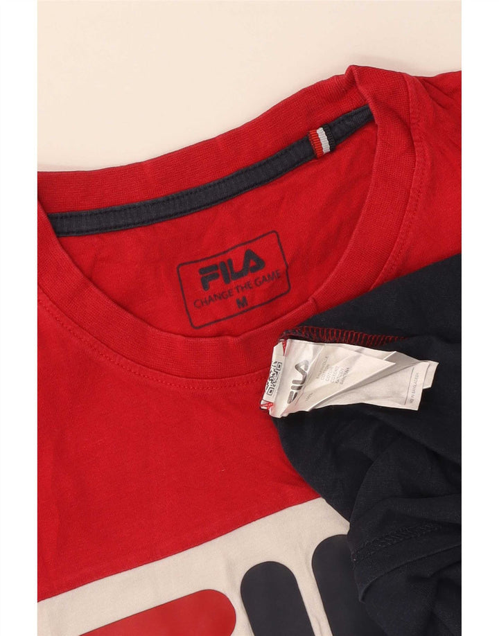 Fila Herre grafisk T-shirt Top Medium Flerfarvet Colourblock Bomuld