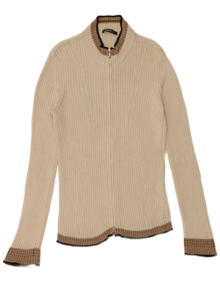 CERRUTI 1881 Dame cardigan sweater UK 12 Medium Off White Bomuld