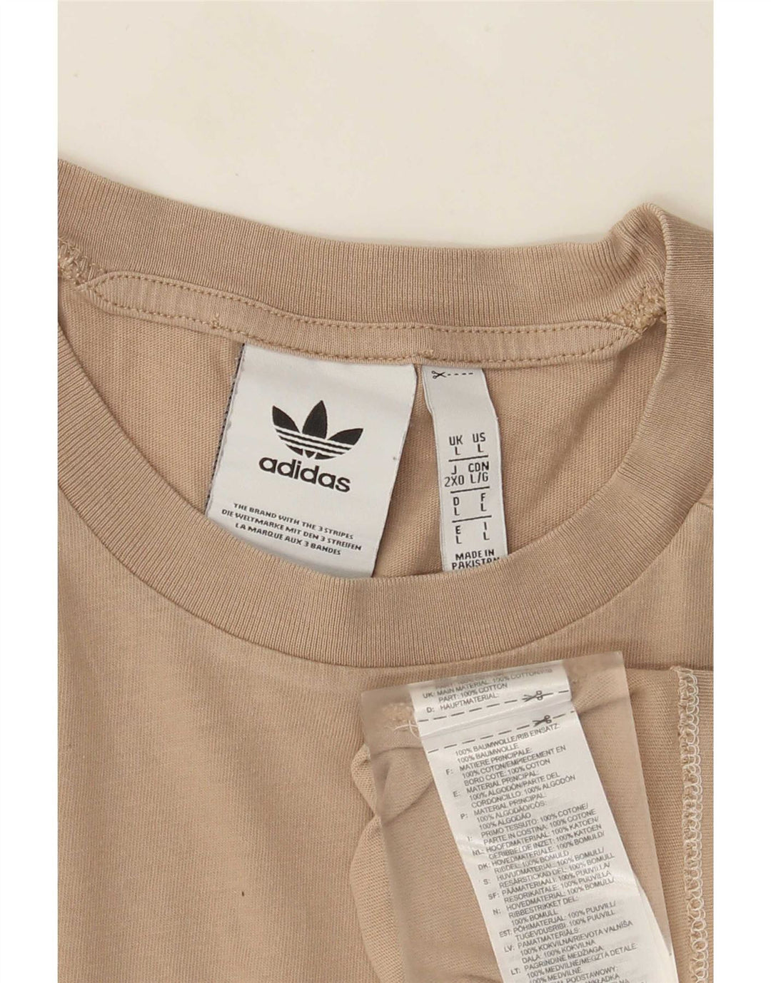Adidas Herre T-Shirt Top Stor Beige Bomuld