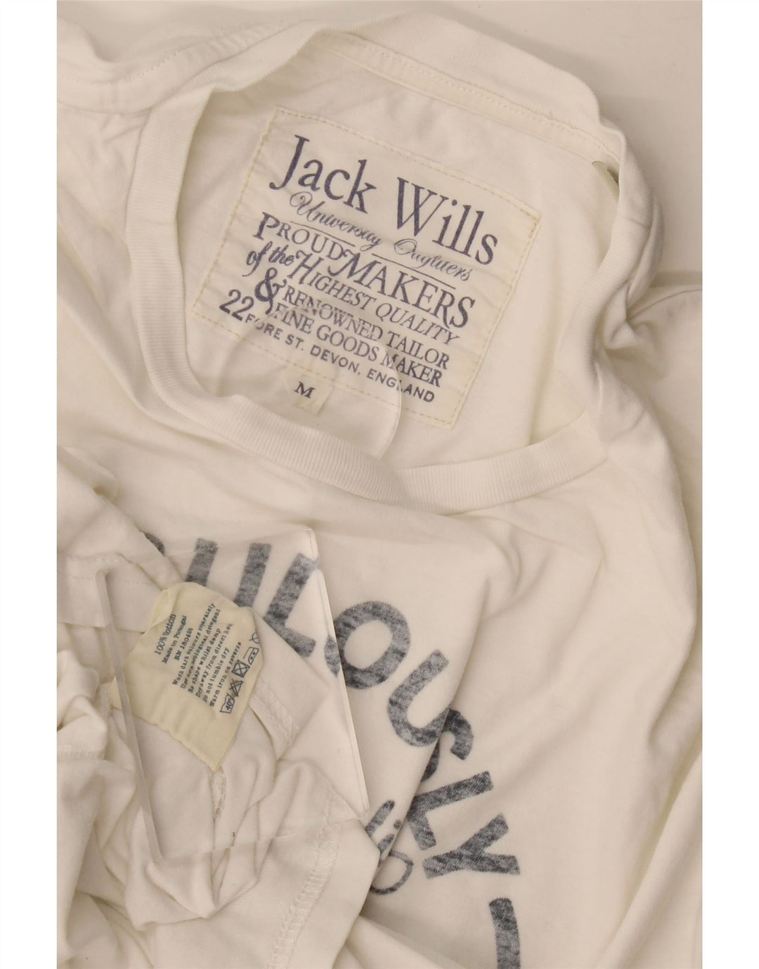 Jack Wills Herre grafisk T-shirt Top Medium Hvid Bomuld
