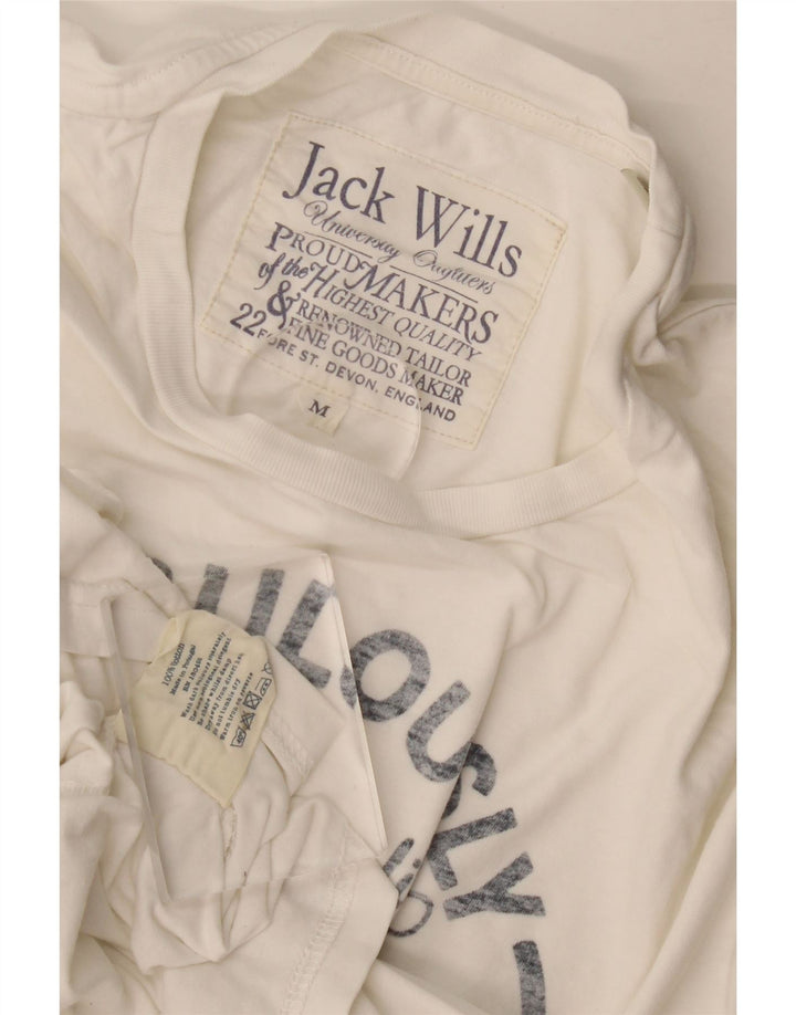 Jack Wills Herre grafisk T-shirt Top Medium Hvid Bomuld
