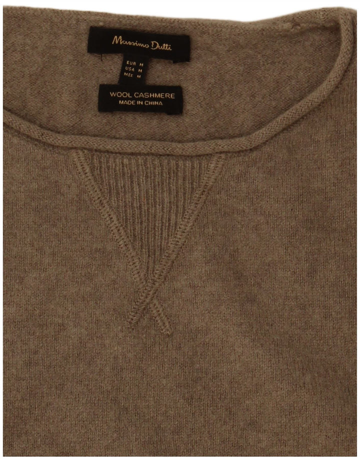 Massimo Dutti Dame Boat Neck Jumper Sweater UK 14 Medium Grey Wool