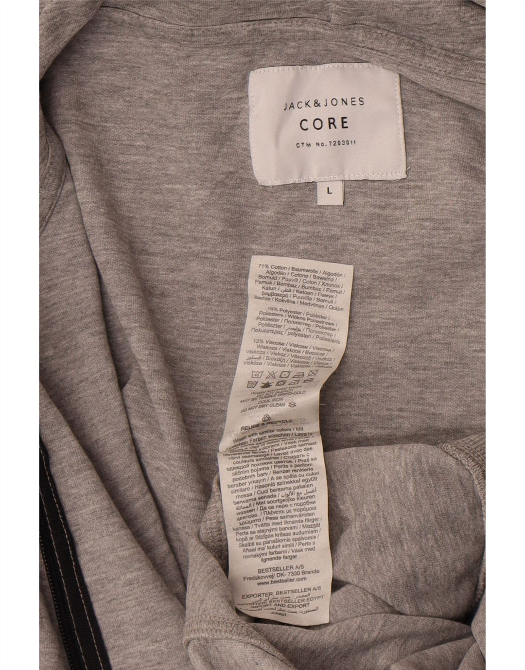 Jack & Jones Hættetrøje med lynlås til mænd Stor grå bomuld