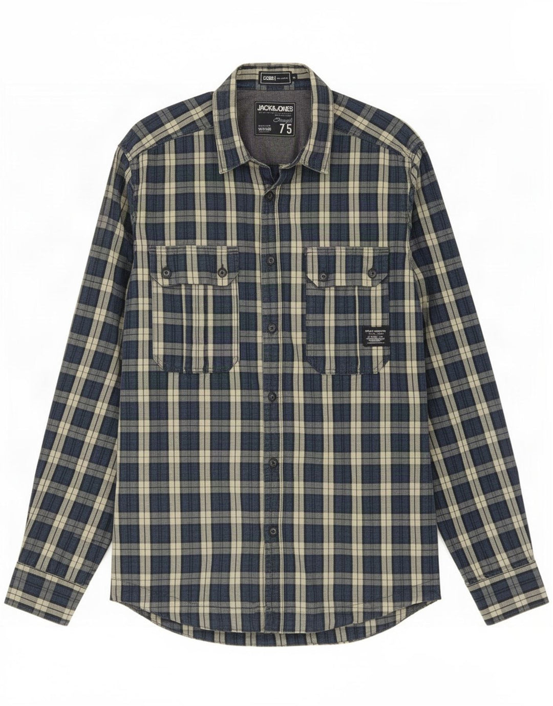 Jack & Jones herreskjorte medium marineblå ternet bomuld