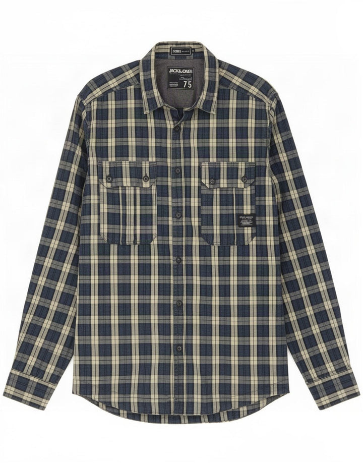 Jack & Jones herreskjorte medium marineblå ternet bomuld
