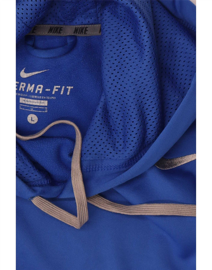 Nike Herre Therma-Fit hættetrøje Jumper Large Blue Colourblock Polyester