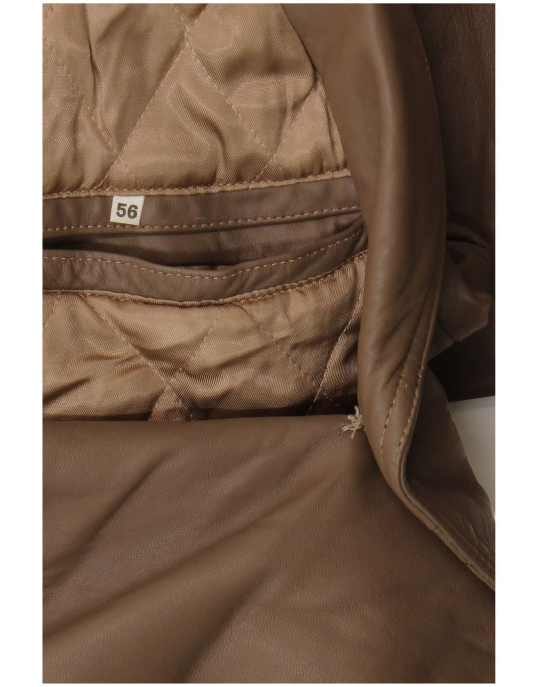 Vintage herre dobbeltradet læderfrakke IT 56 3XL Brun