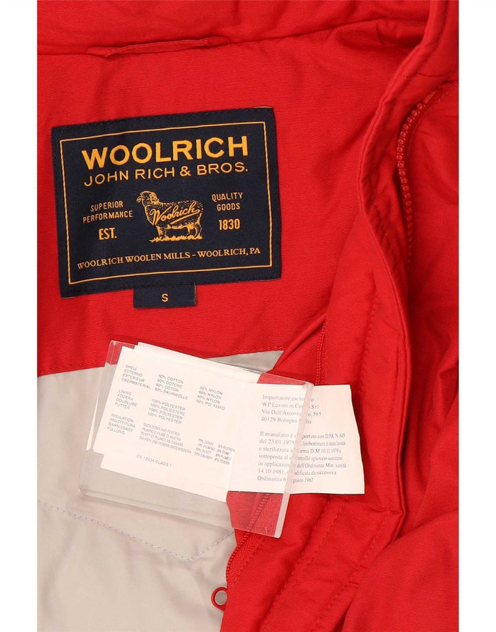 Woolrich Polstret hættejakke til kvinder UK 10 Lille rød bomuld