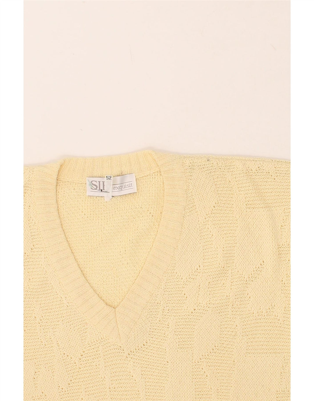 VINTAGE Mens V-Neck Jumper Sweater IT 52 Large Beige Cotton Vintage Vintage and Second-Hand Vintage from Messina Hembry 