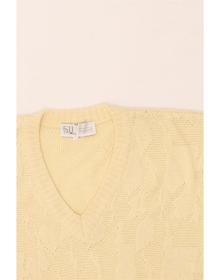 VINTAGE Mens V-Neck Jumper Sweater IT 52 Large Beige Cotton Vintage Vintage and Second-Hand Vintage from Messina Hembry 