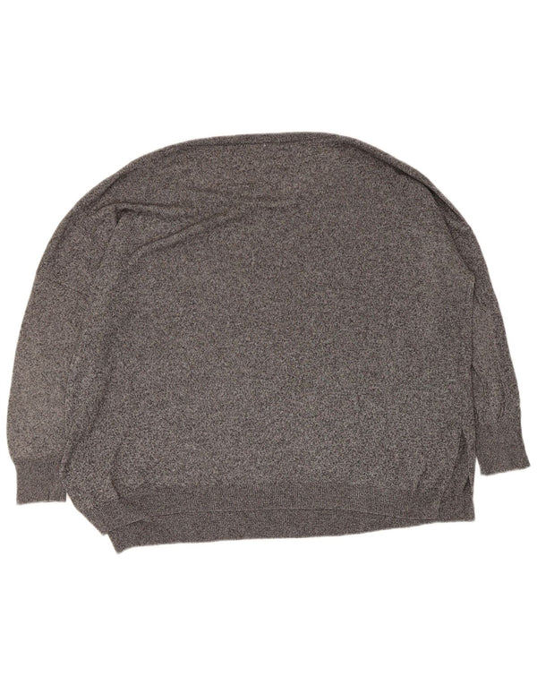 Zara Womens Oversized Boat Neck Jumper Sweater UK 16 Large Grey Flecked