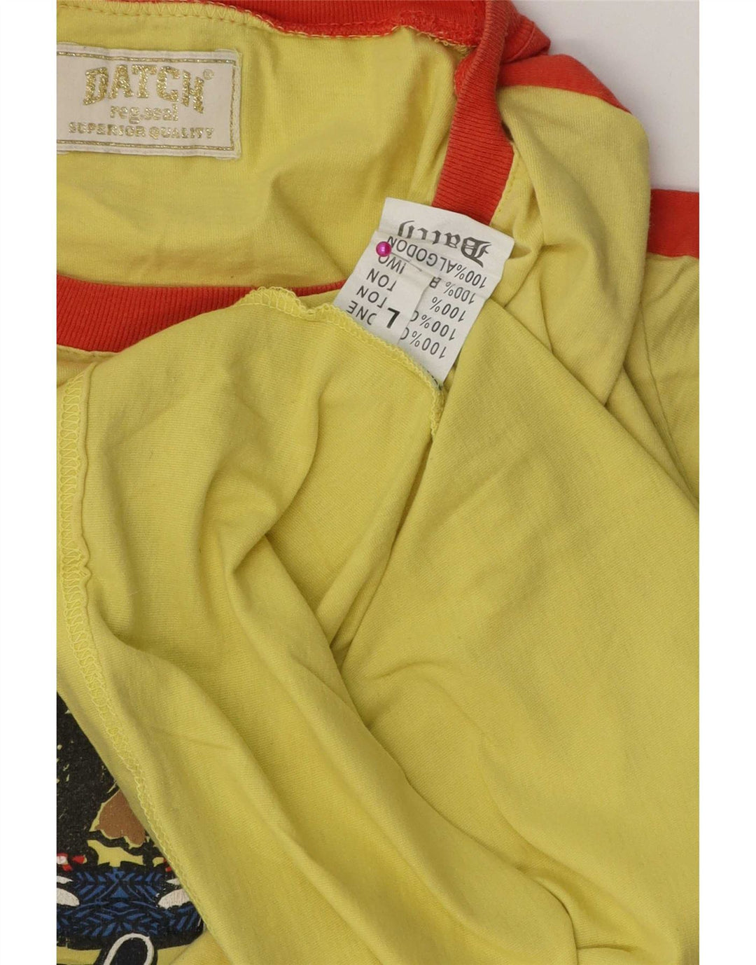 Datch Grafisk T-Shirt Top til kvinder Stor Gul Colourblock Bomuld