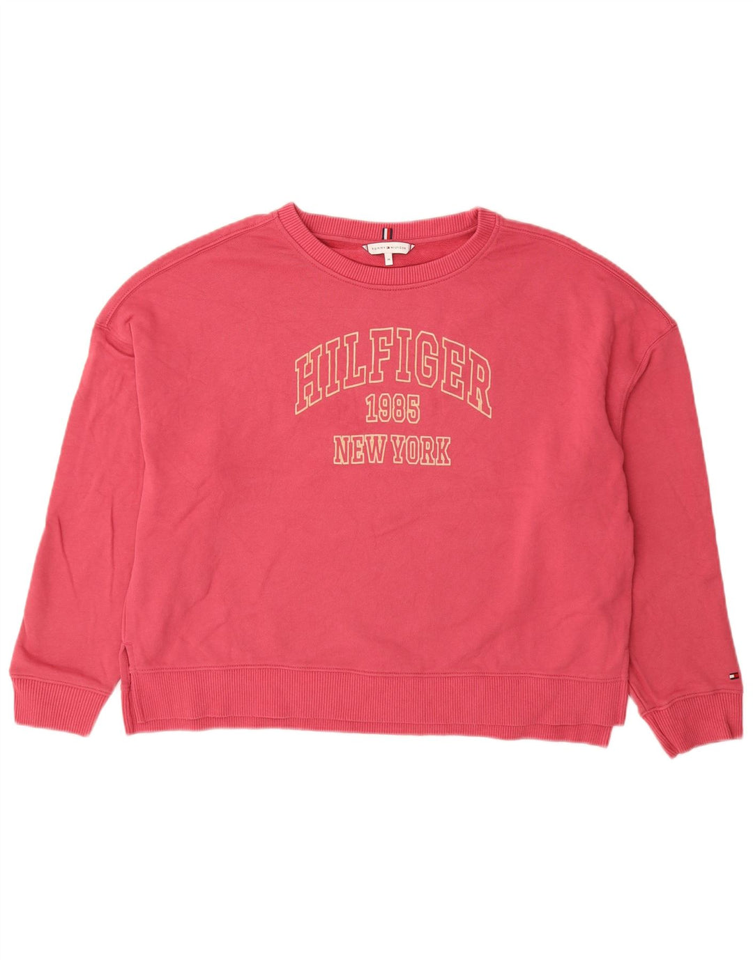 TOMMY HILFIGER Graphic Sweatshirt Jumper UK 14 Medium Pink