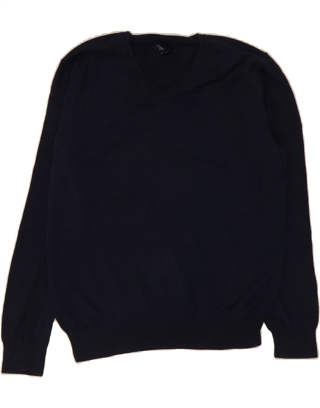 J. CREW Mens V-Neck Jumper Sweater Medium Navy Blue Cotton Vintage J. Crew and Second-Hand J. Crew from Messina Hembry 
