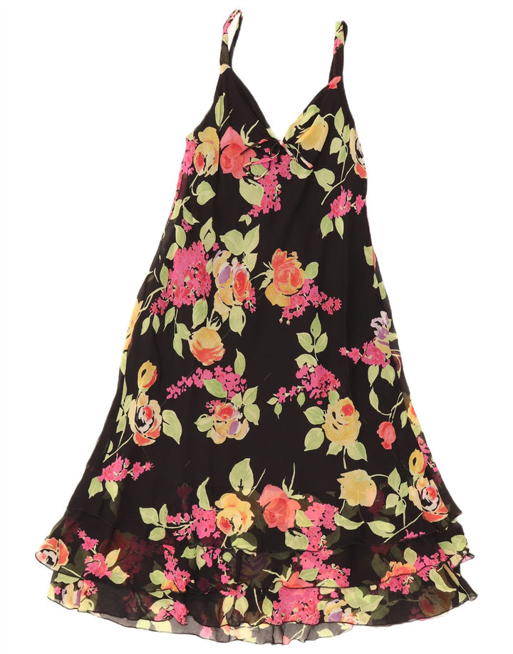 SUPERIOR Dame Slip Dress IT 44 Medium Sort Floral Silke